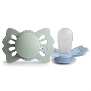 FRIGG Lucky - Symmetrical Silicone 2-Pack Pacifiers - Sage/Powder Blue - Size 1